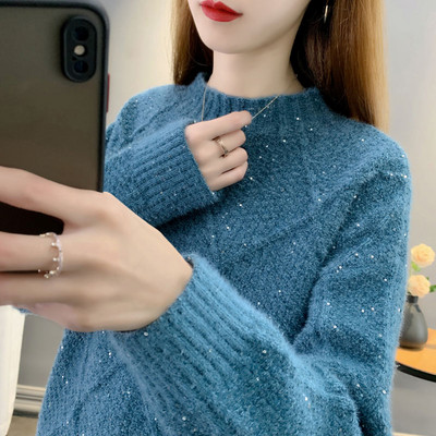 Modern női pulóver fényes hatással - három színben