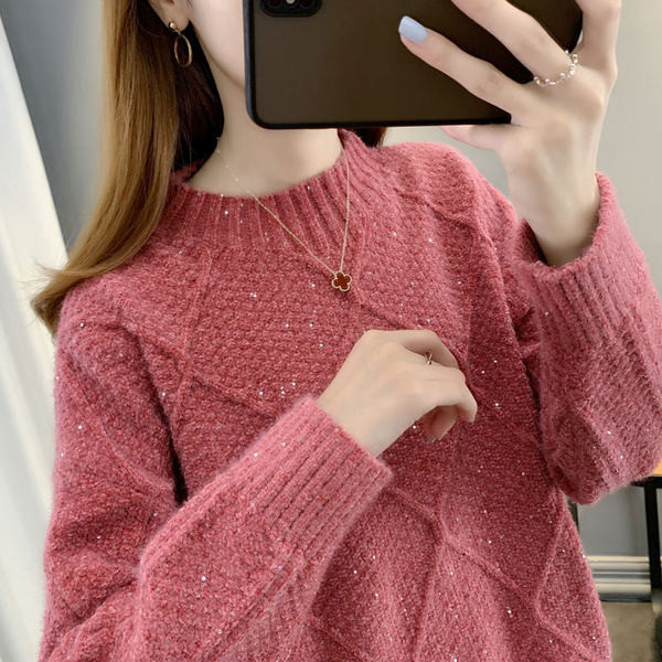 Modern női pulóver fényes hatással - három színben