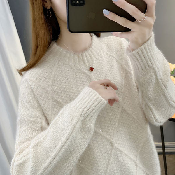 Modern női pulóver fényes hatással - három színben