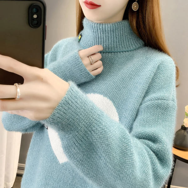 Naiste polokrae ja aplikatsiooniga kampsun