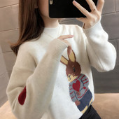 Női őszi-téli pulóver nyúl rátéttel