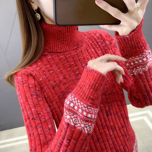 Meleg téli pulóver pólógallérral - különböző színekben