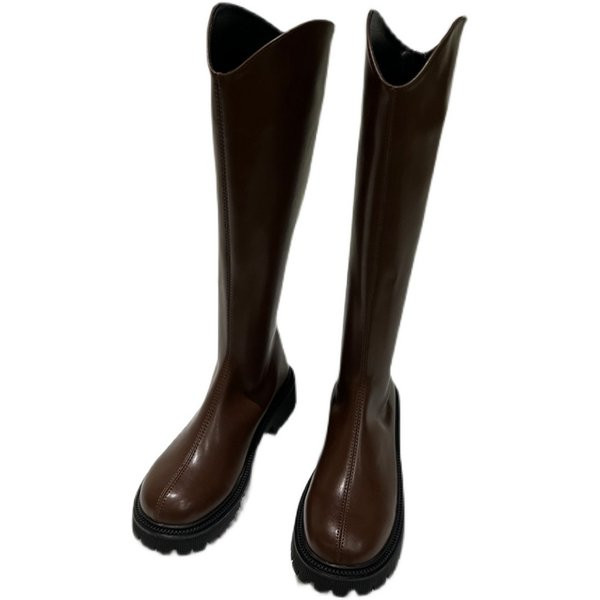 Naiste moodsad tõmblukuga ümarad nahksaapad