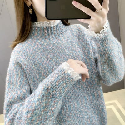 Γυναικείο casual πουλόβερ με ψηλό γιακά
