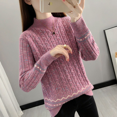 Kootud naiste kampsun madala polo kraega