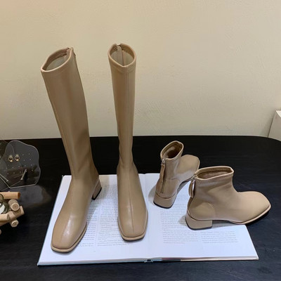 Női bőrcsizma alacsony 3,5 cm-es sarokkal