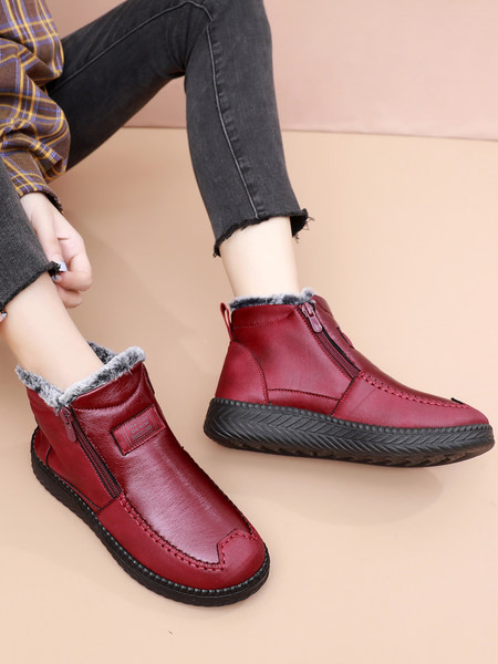 Sooja voodri ja lukuga vabaaja nahast saapad