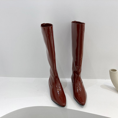 Naiste lakknahast saapade teritatud mudel