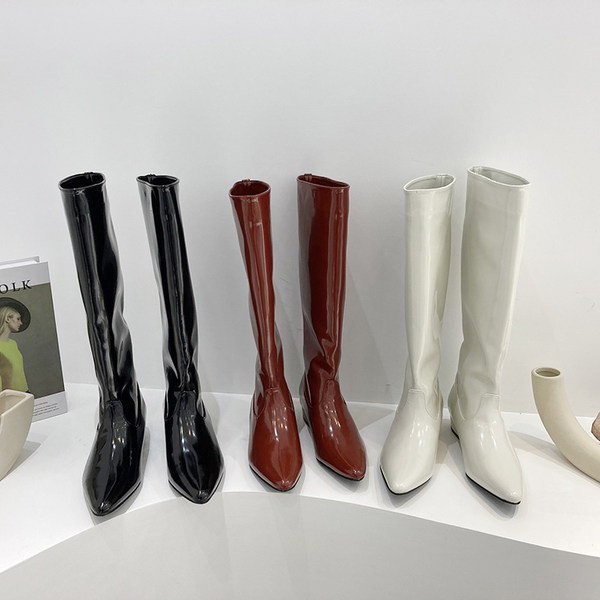 Naiste lakknahast saapade teritatud mudel