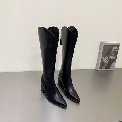 Női csizma hegyes sarkú modell