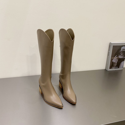 Női csizma hegyes sarkú modell