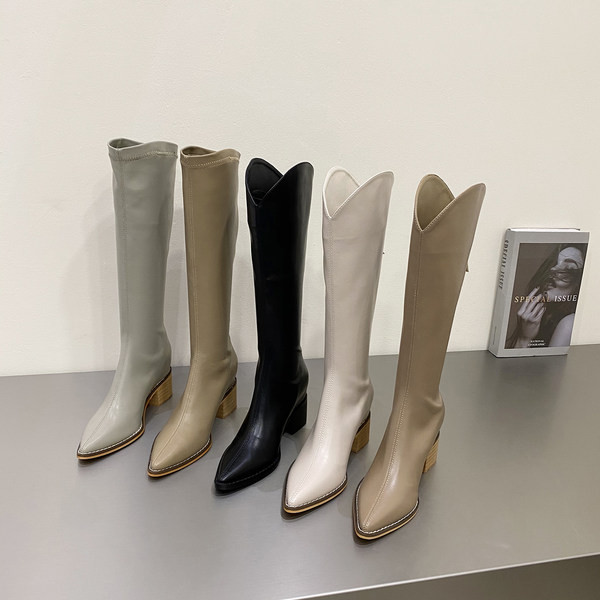 Női csizma hegyes sarkú modell