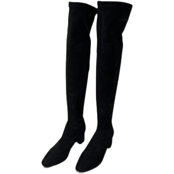 Öko velúrból készült női csizma 5 cm sarokvastagsággal