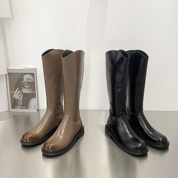 Stiilne naiste nahksaapad ümar lukuga mudel