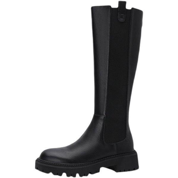 Női bőrcsizma durva talppal, gumival