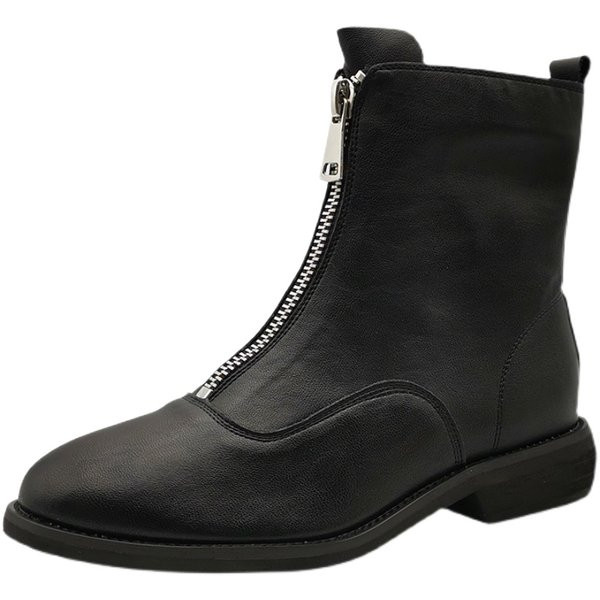 Naiste beeži ja musta värvi saapad, ees lukuga