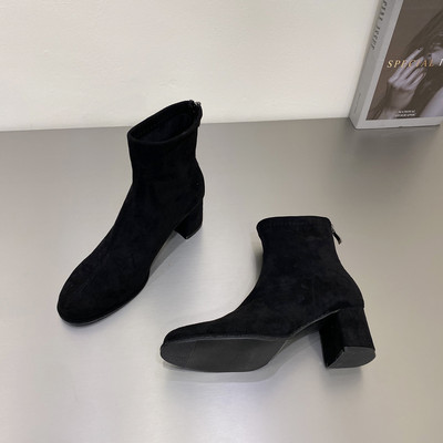 Öko velúrból készült tavaszi-őszi csizma sarokkal