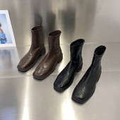 Bőr modern női csizma cipzárral két színben