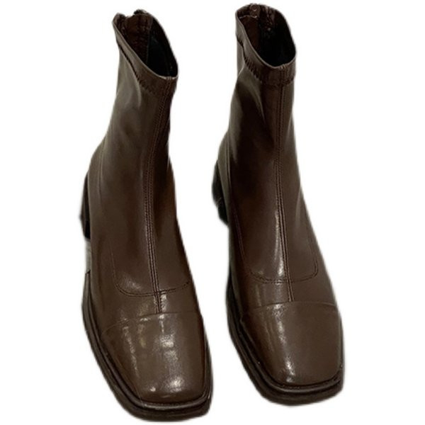 Bőr modern női csizma cipzárral két színben