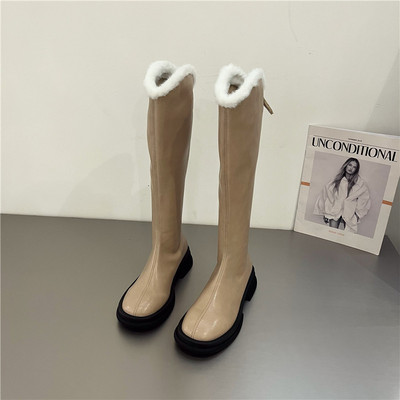 Kolmes värvitoonis sooja voodriga nahast saapad