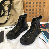 Naiste vabaaja nahast saapad ümar paeltega mudel