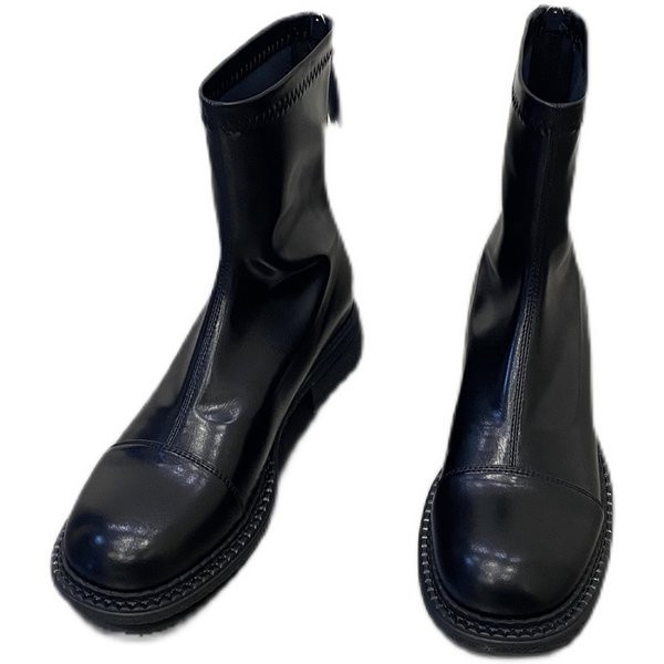 Naiste ühevärvilised lukuga kunstnahast saapad