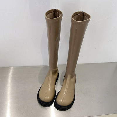 Naiste põlvikud saapad, puhtast ökonahast mudel