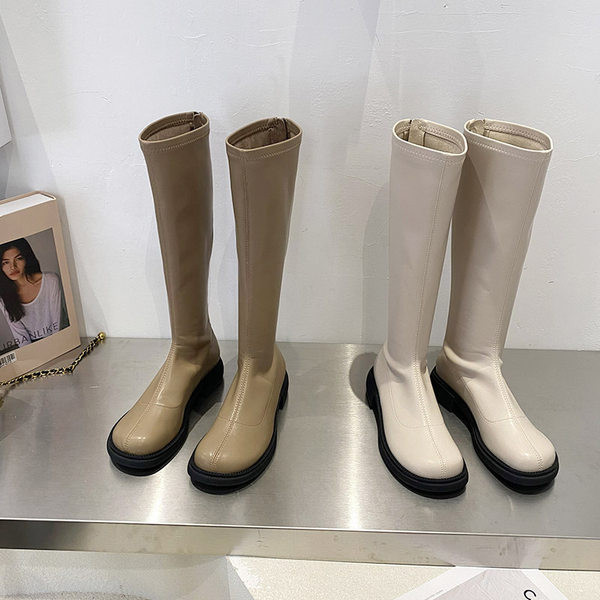 Naiste põlvikud saapad, puhtast ökonahast mudel