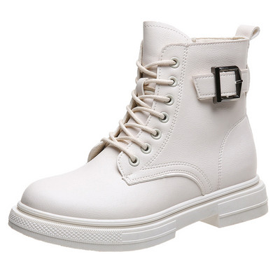 Tagasitõmmatavad nahast Martini saapad naiste sügistalvised lühikesed saapad 2021 uus stiil pluss sametist paksud Briti stiilis kevad- ja sügissaapad