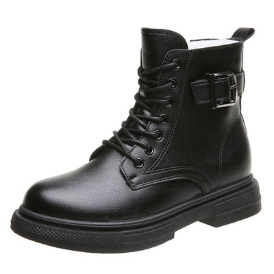 Tagasitõmmatavad nahast Martini saapad naiste sügistalvised lühikesed saapad 2021 uus stiil pluss sametist paksud Briti stiilis kevad- ja sügissaapad