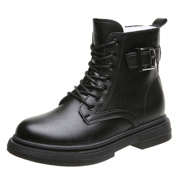 Tagasitõmmatavad nahast Martini saapad naiste sügistalvised lühikesed saapad 2021 uus stiil pluss sametist paksud Briti stiilis kevad- ja sügissaapad