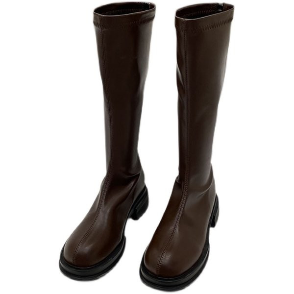 Naiste kunstnahast saapad ümara mudeli ja lukuga