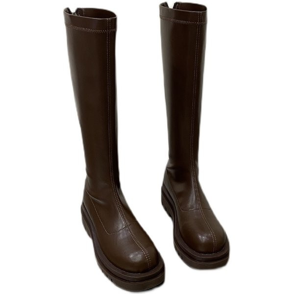 Női bőrcsizma lapos talppal - három színben