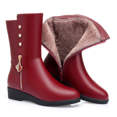 Alkalmi női műbőr csizma őszre-télre, meleg béléssel