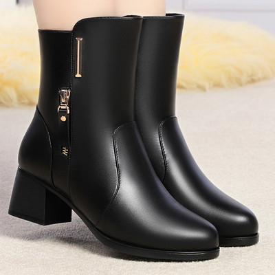 Naiste nahast saapad 5 cm paksuse kontsaga