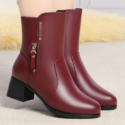 Naiste nahast saapad 5 cm paksuse kontsaga