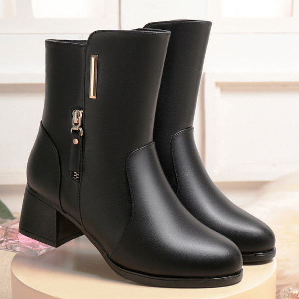 Naiste nahast saapad 5 cm paksuse kontsaga