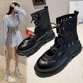 Naiste beeži ja musta paeltega nahast saapad