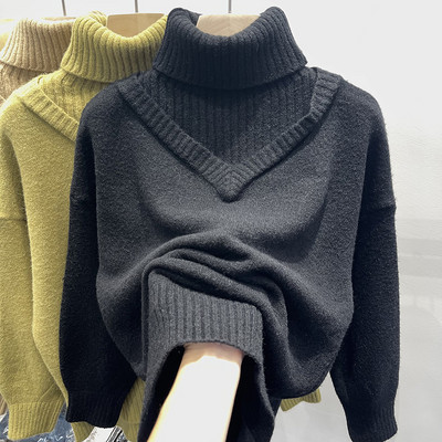 Naiste polokrae ja pikkade varrukatega kampsun