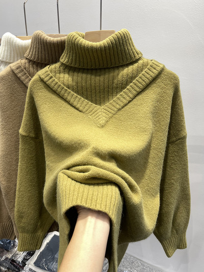 Γυναικείο πουλόβερ με γιακά και μακριά μανίκια