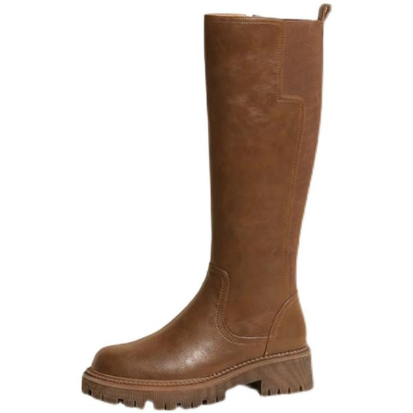 Női bőrcsizma durva talppal