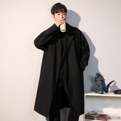 Ανδρικό μακρύ παλτό σε δύο χρώματα και τσέπες