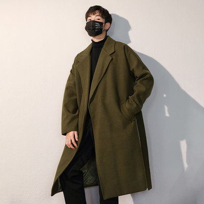 Ανδρικό μακρύ παλτό σε δύο χρώματα και τσέπες