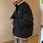 Kõrge kraega meeste talvejope musta ja beeži värvides