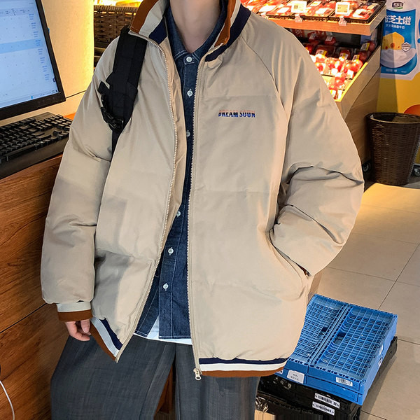 Kõrge kraega meeste talvejope musta ja beeži värvides