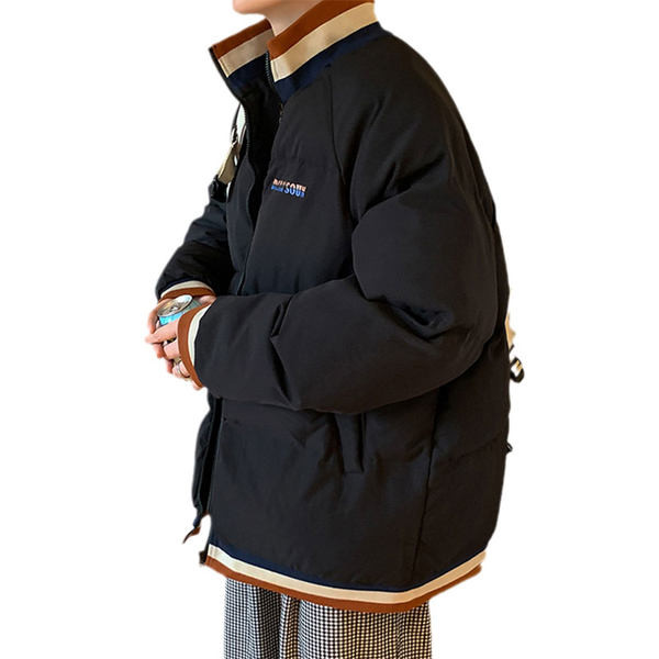 Kõrge kraega meeste talvejope musta ja beeži värvides